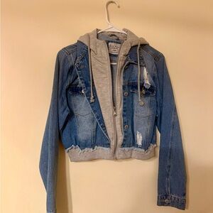 Love Tree Denim Jacket with Gray Hoodie